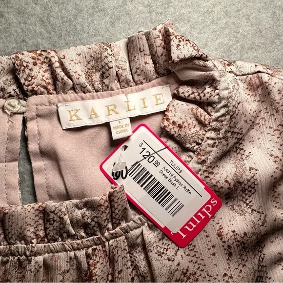 NWT Karlie python ruffle hi lo dress blush size L - Picture 7 of 9